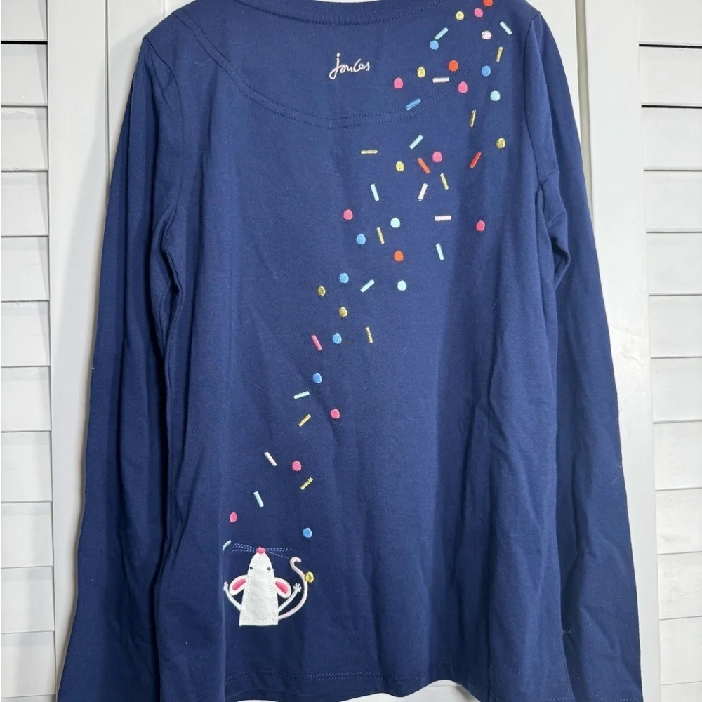 NWT Joules Girls Kids' Navy Unicorn Long Sleeve Top Size 10